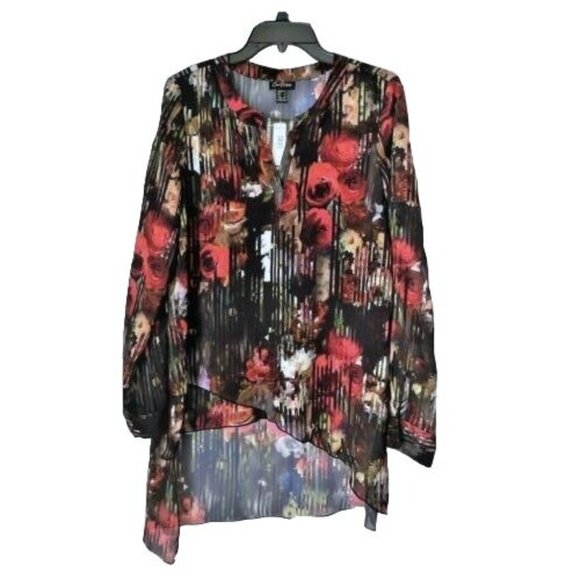 Cartise Semi-Sheer Floral Blouse Tunic Top Sz 8 NWT - Picture 1 of 5